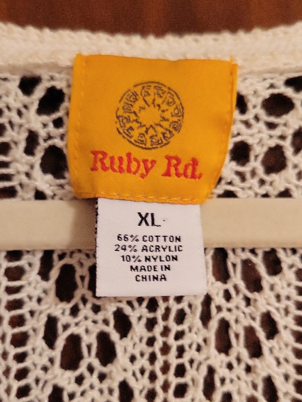 Ruby Rd. Open-Knit Cream Women's Cardigan - Picture 2 of 4